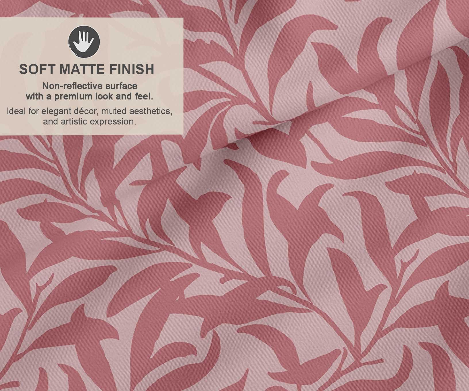 Soimoi Toile de coton imprimée | Motif feuilles - Rose | 142 cm de large | Vendu au mètre | Tissu d'ameublement et de loisirs créatifs très résistant