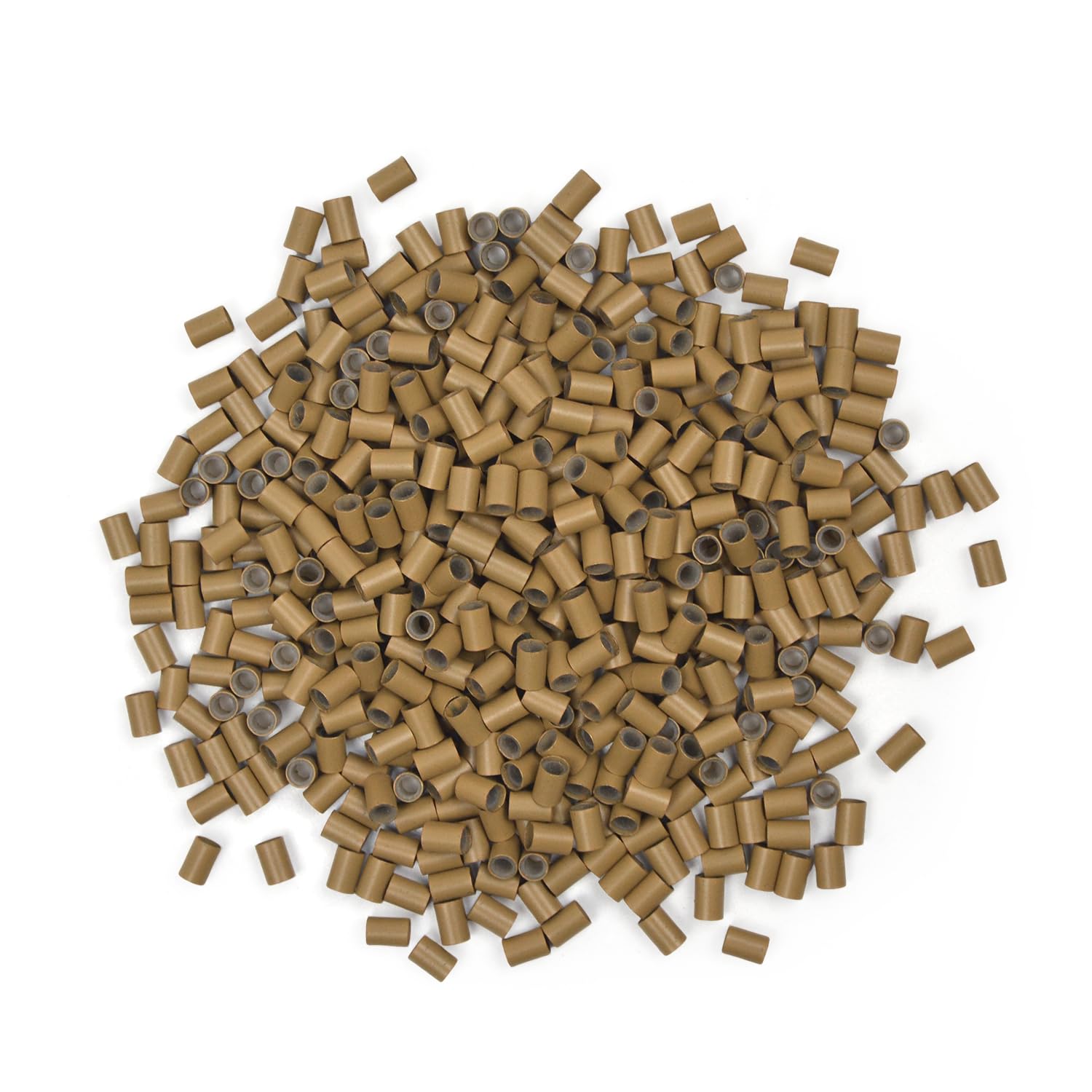 3.5 mm Copper Tube Micro Link Beads with Silicone Lined Micro Ring Hair Beads for I-Tip Hair Extensions (1000 Pcs Dark Blonde)