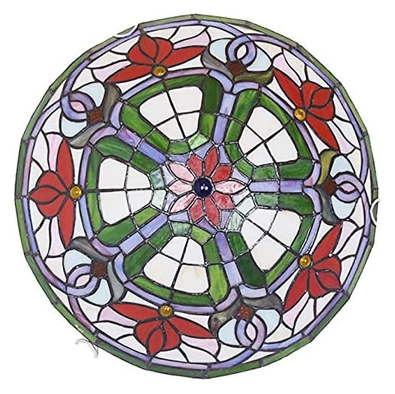 Lámpara de techo Lámpara de techo de vidrio de jardín retro, Lámpara de techo redonda para habitación de niños ultrafina retro Estilo Tiffany Lámpara de techo de vidriera para dormitorio Sala de estar