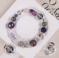 Vista 79 de Precious Gemstone Natural Crystal Healing Bracelet, Rutilated Quartz, Moonstone, Quartz Handmade Original Design Bracelet