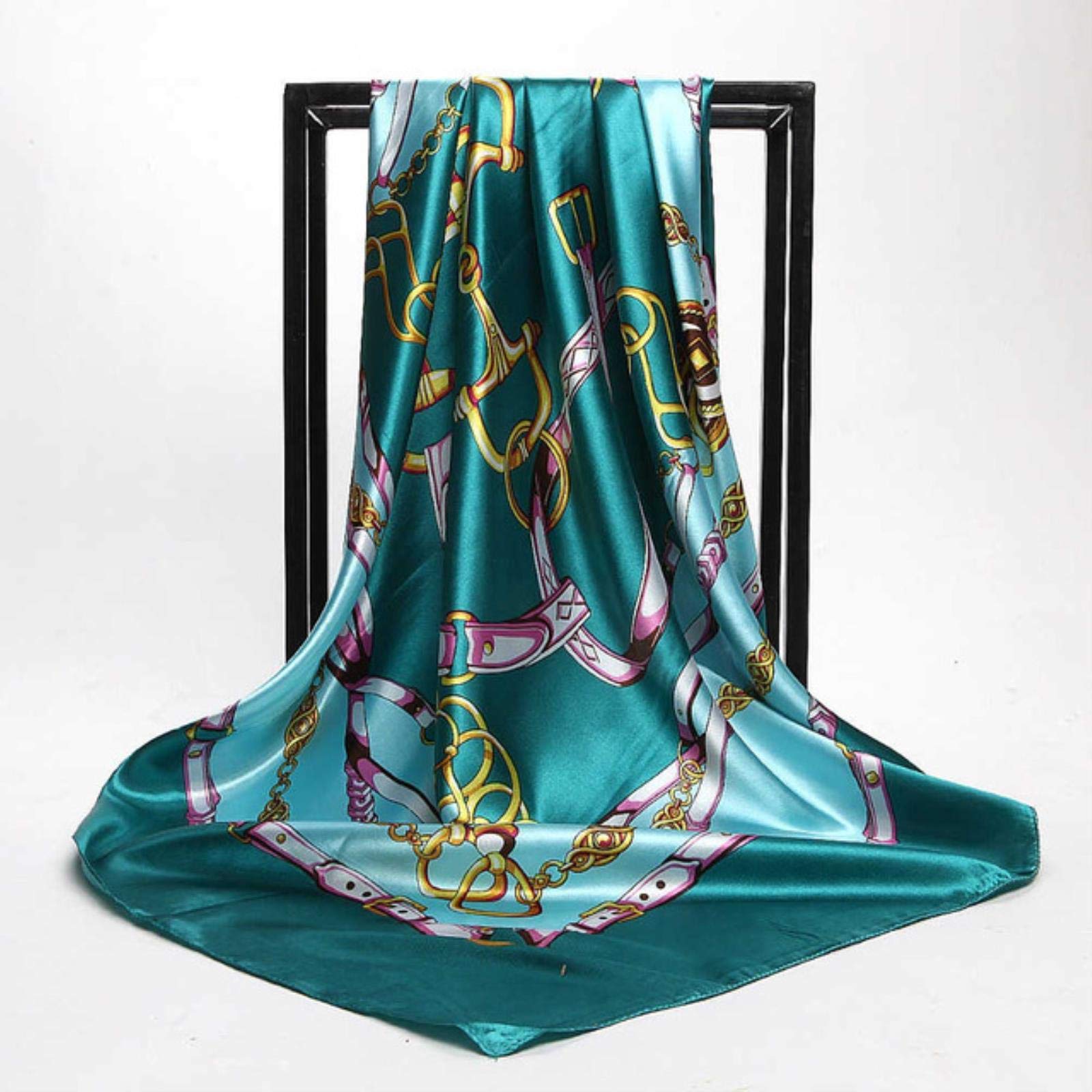 ENESEA Ladies' fashion scarf,Silk Scarves Women Print Foulard Satin Square Head Hijab Scarfs For Ladies Luxury Brand Shawls 90cm Bandana Scarf (Color : 7)