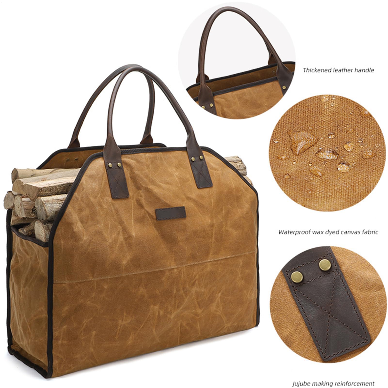 Borsa per il trasporto della legna da ardere, borsa per il trasporto resistente alle intemperie | Grande borsa per il trasporto del legno, borsa pieghevole per il trasporto di pali di
