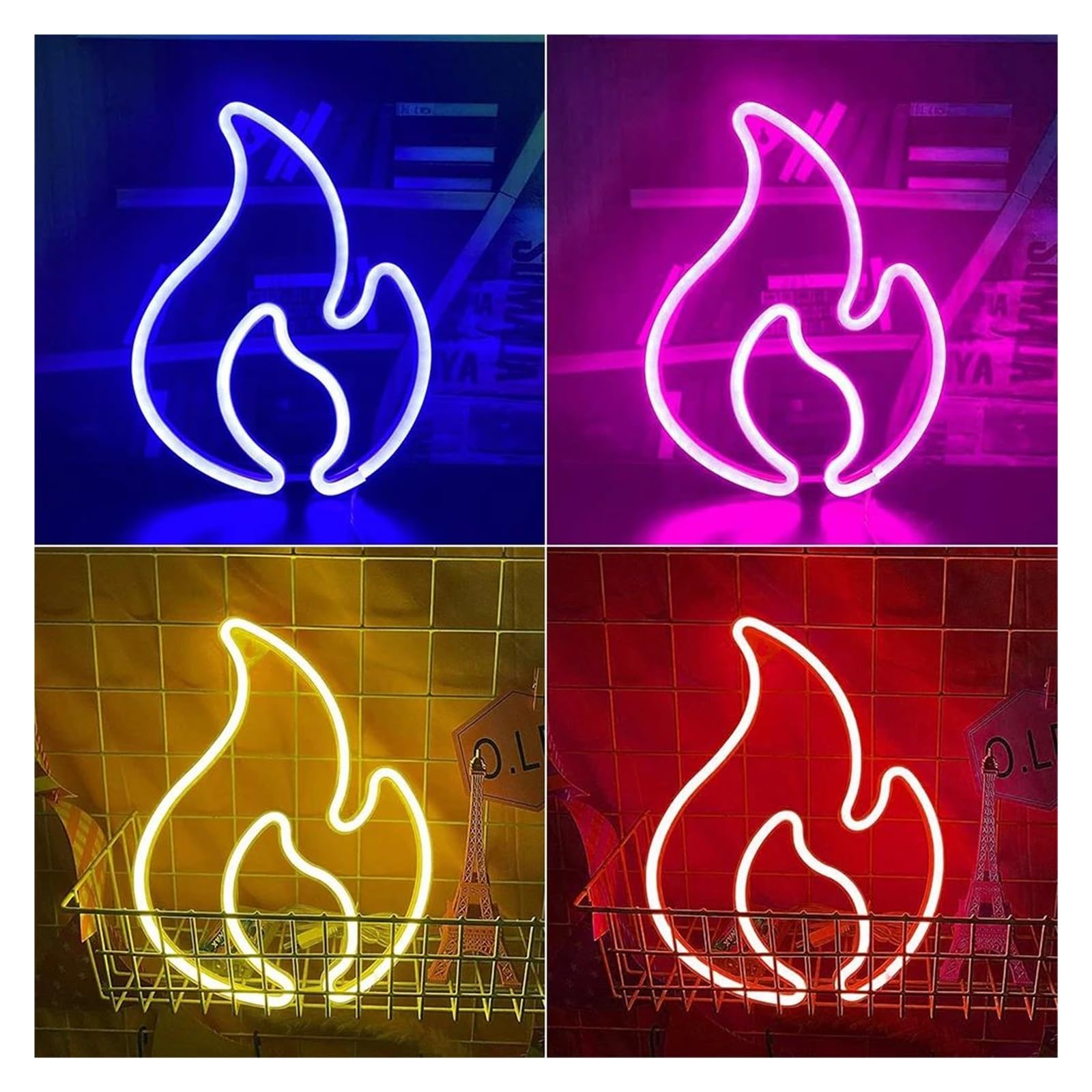 Luz de Diseño de Digital Señal De Neón De Llama, Señal De Luz LED De Llama Para Habitación De Niños, Fiesta De Boda, Decoración De Pared, Lámpara Colgante (Color : Neon-2)