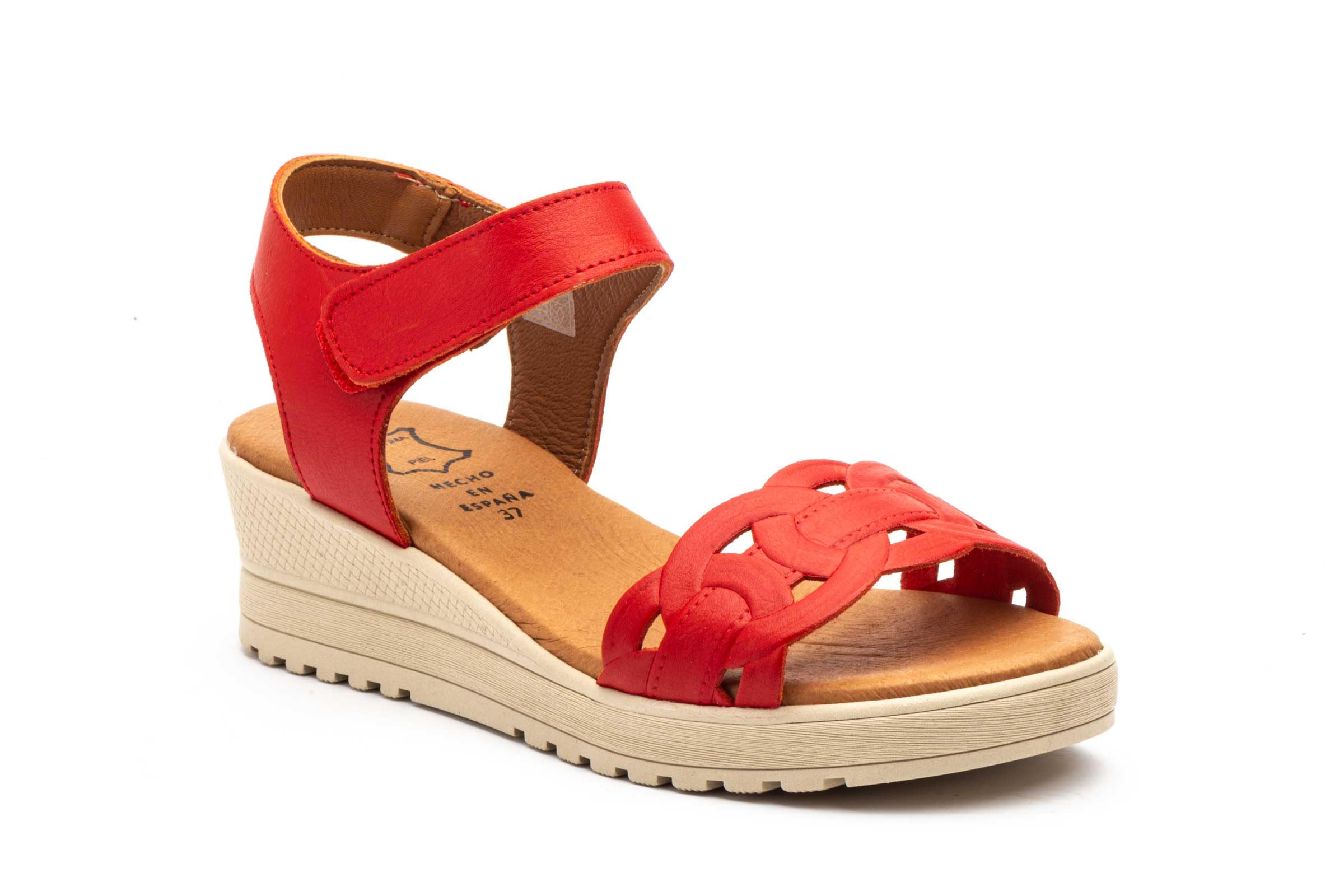Damen Sandalen mit Klettverschluss & Komfort-Cuña, rutschhemmende