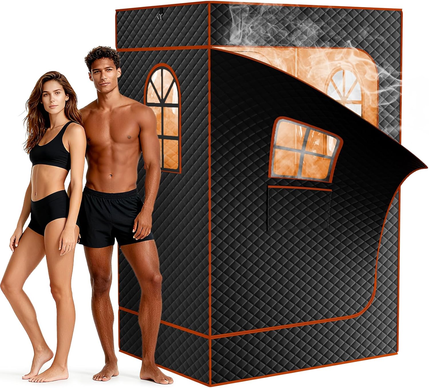 NAIZEA Infrared Sauna Box, Portable Steam Sauna with Red Light Therapy Lamp, Full Body Saunas Tent for Home with 3L 1200W Steamer, Remote Control, Folding Chair, 2.9'x2.9'x5.9'