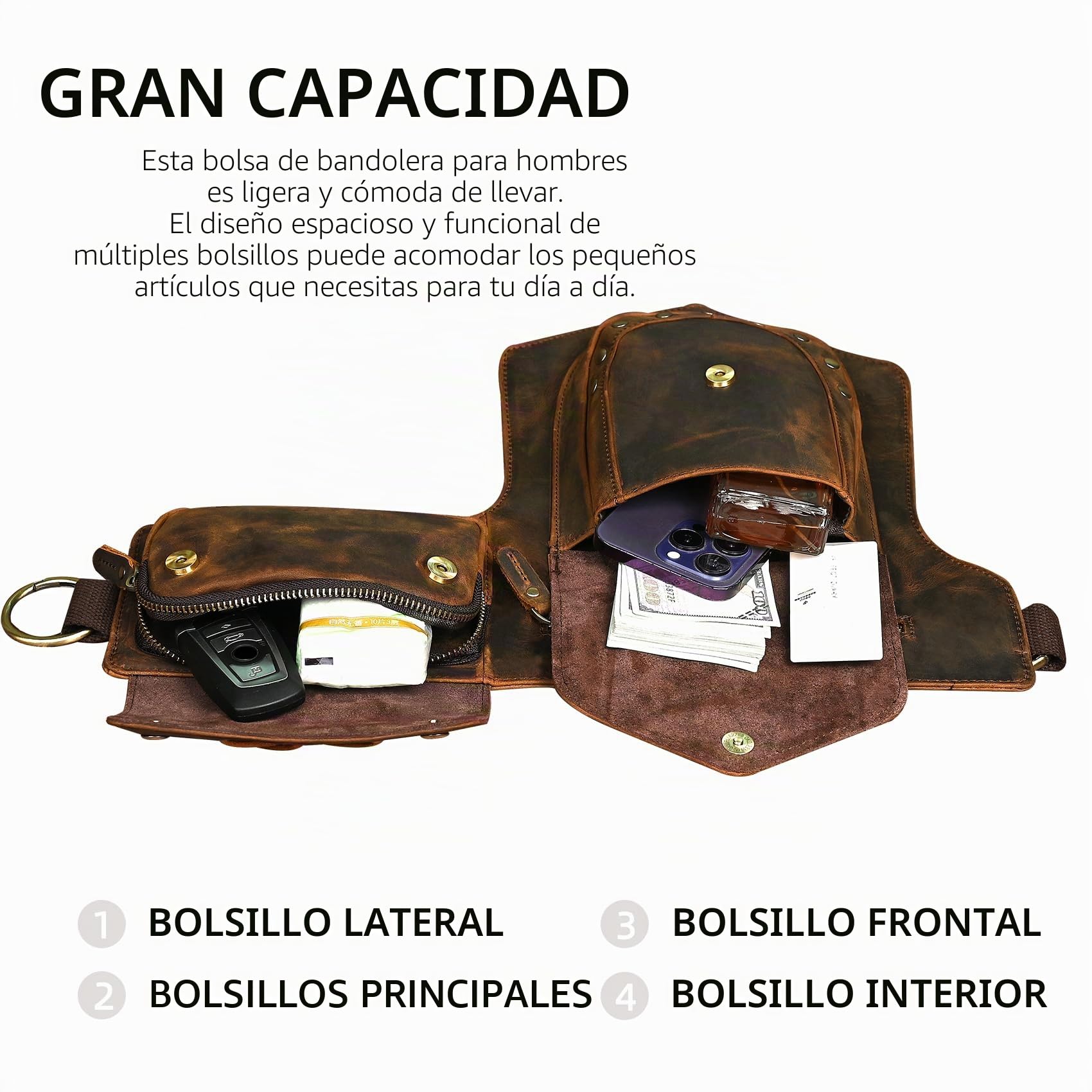 Lona Impermeable + Cuero -Motocicletas -Senderismo-Bolsillos-Los Bolsillos de Fanny-Bolsa de Muslos y piernas-Bolsa de Cadera-para Hombres y Mujeres fb211-8 Cuero