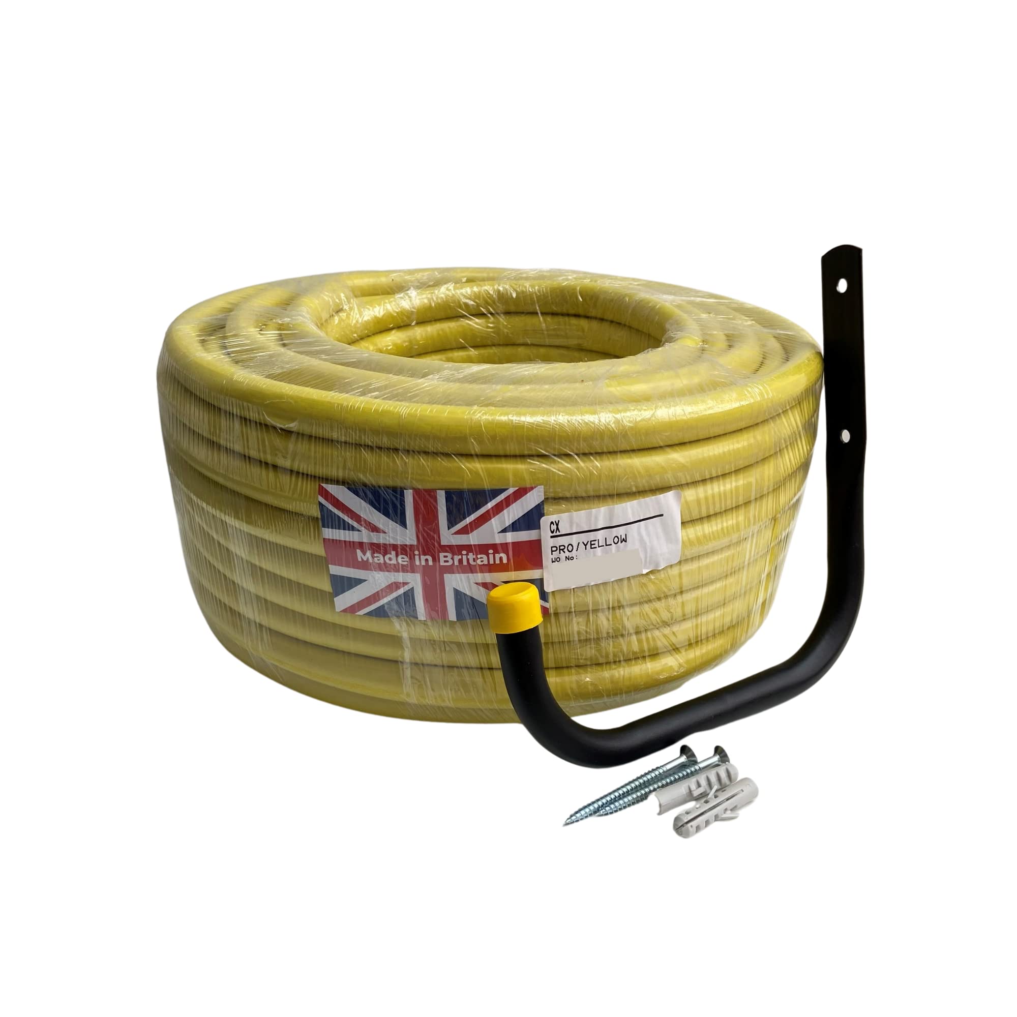 ONESTOPDIY.COM 35 Metre Pro Hosepipe Uk Made Professional Yellow Anti Kink Hose + Wall Hook