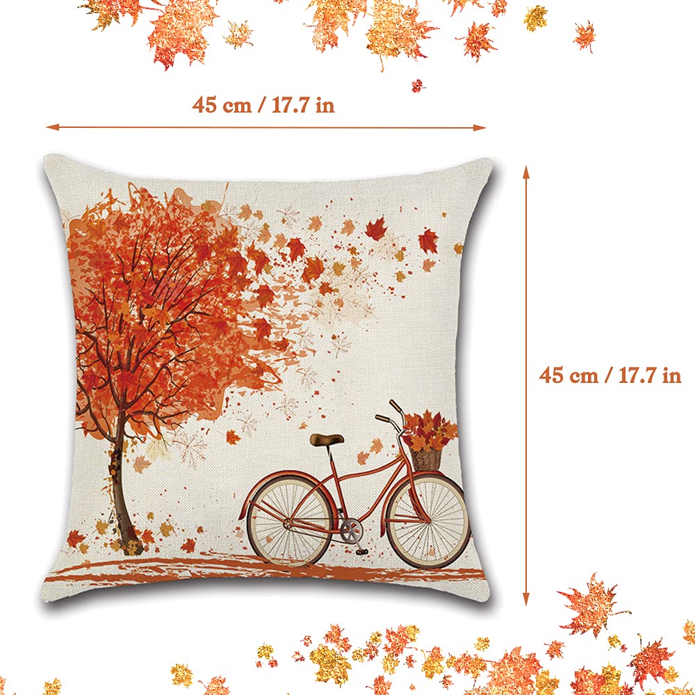 FUFRE Herbst Kissenbezug 45x45cm 2er Set - Ahornblatt Design Plüsch Bezüge
