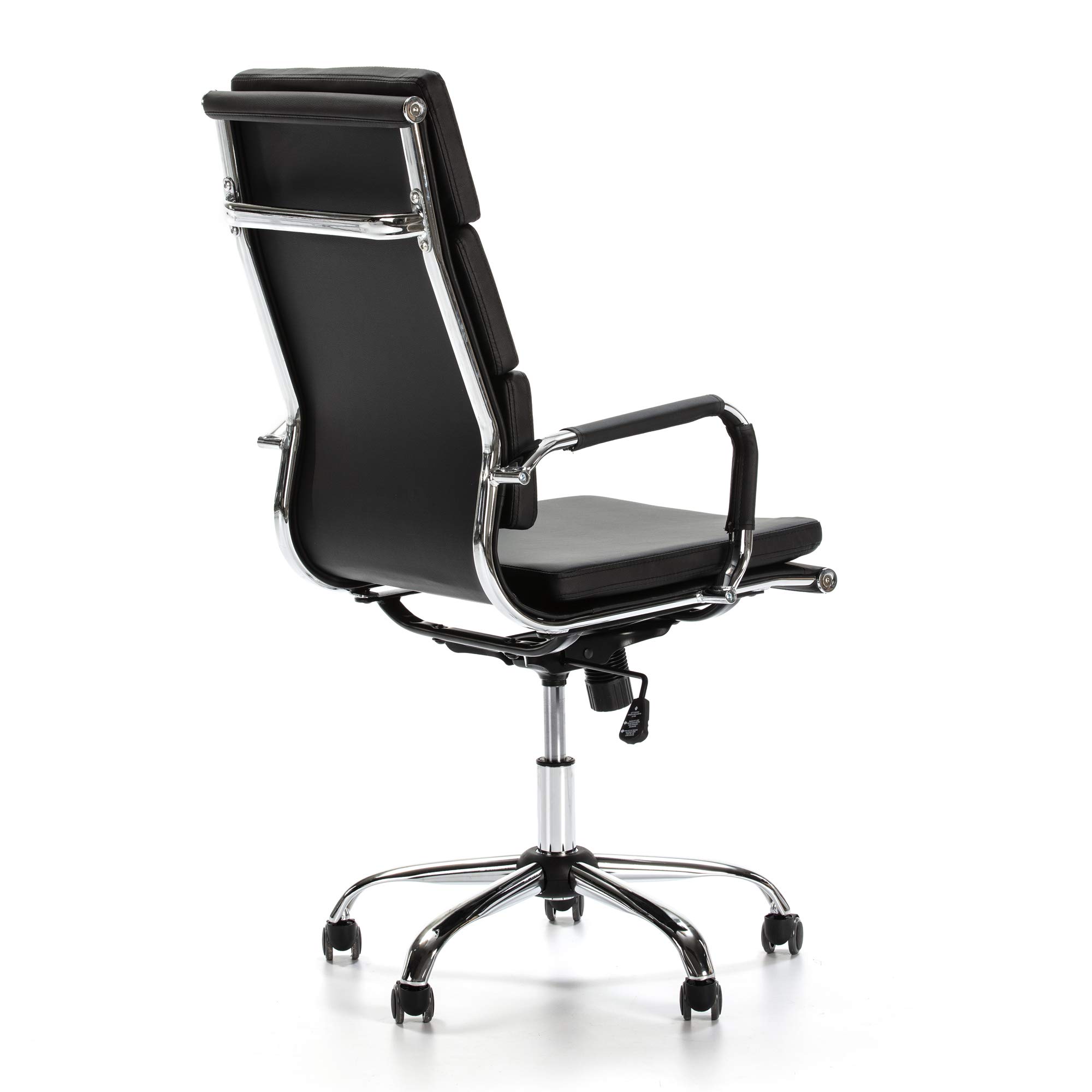 VS Venta-stock Sillón de Oficina Morgan reclinable Negro, Piel sintética, Silla ejecutiva con reposacabezas y conjín engrosados, Altura Ajustable, Diseño ergonómico