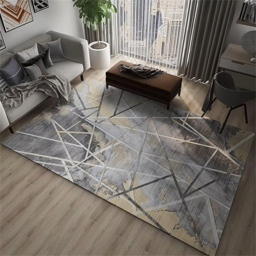Tapis de salon gris 180x230 cm avec des rayures modernes pour grande chambre