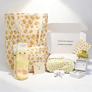 Duck Lover Gifts for Women - Tote Bag, Makeup Bag, Eye Sleep Mask Gift Set for Girls - Birthday, Christmas, Thank You Gifts for Mom, Teacher, Friend, Sister, Nurse (Duck)