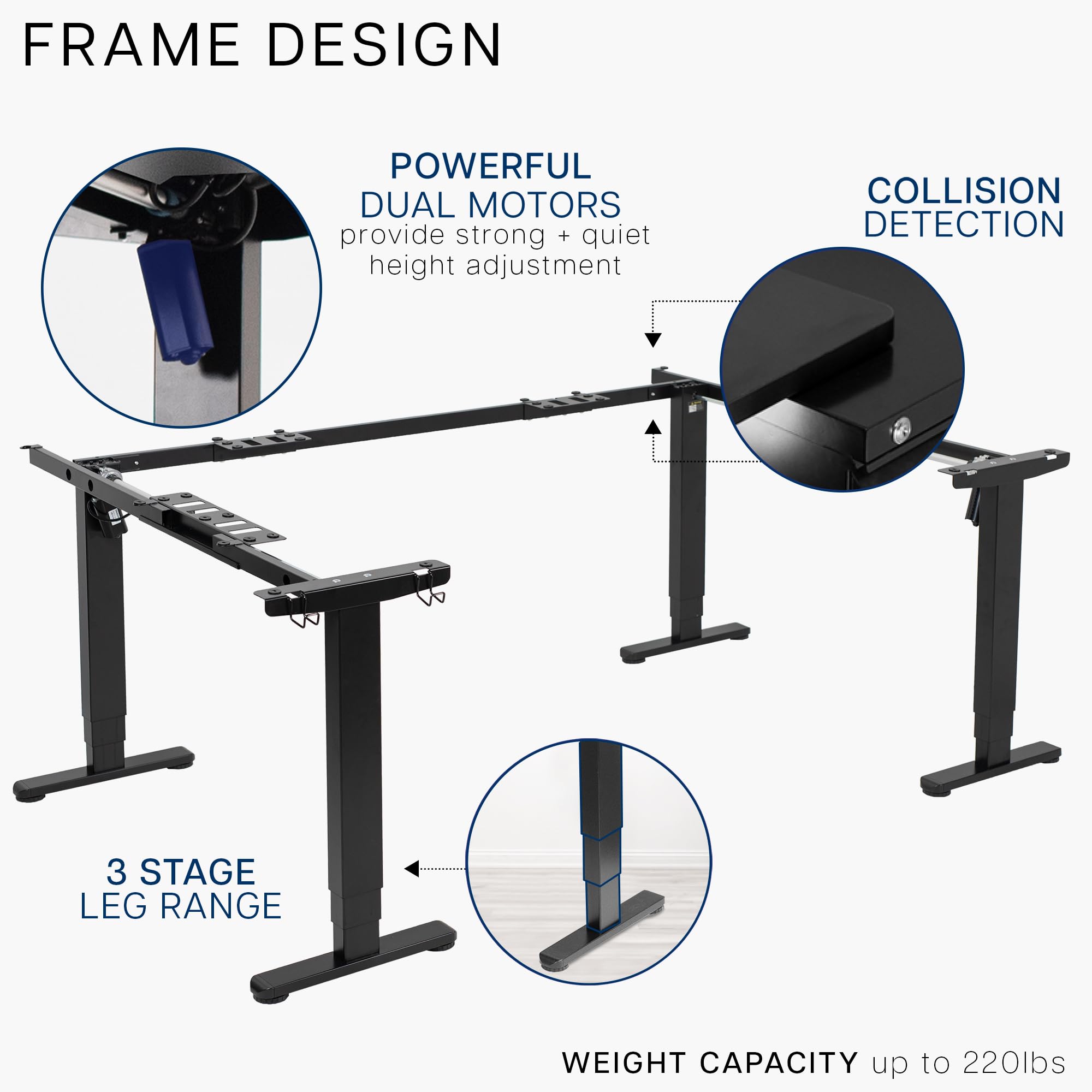 VIVO Large U-Shaped 83 x 60 in Electric Standing Desk Memory Height Adjustment Black Top Black Frame DESK-E4UBB — view 6