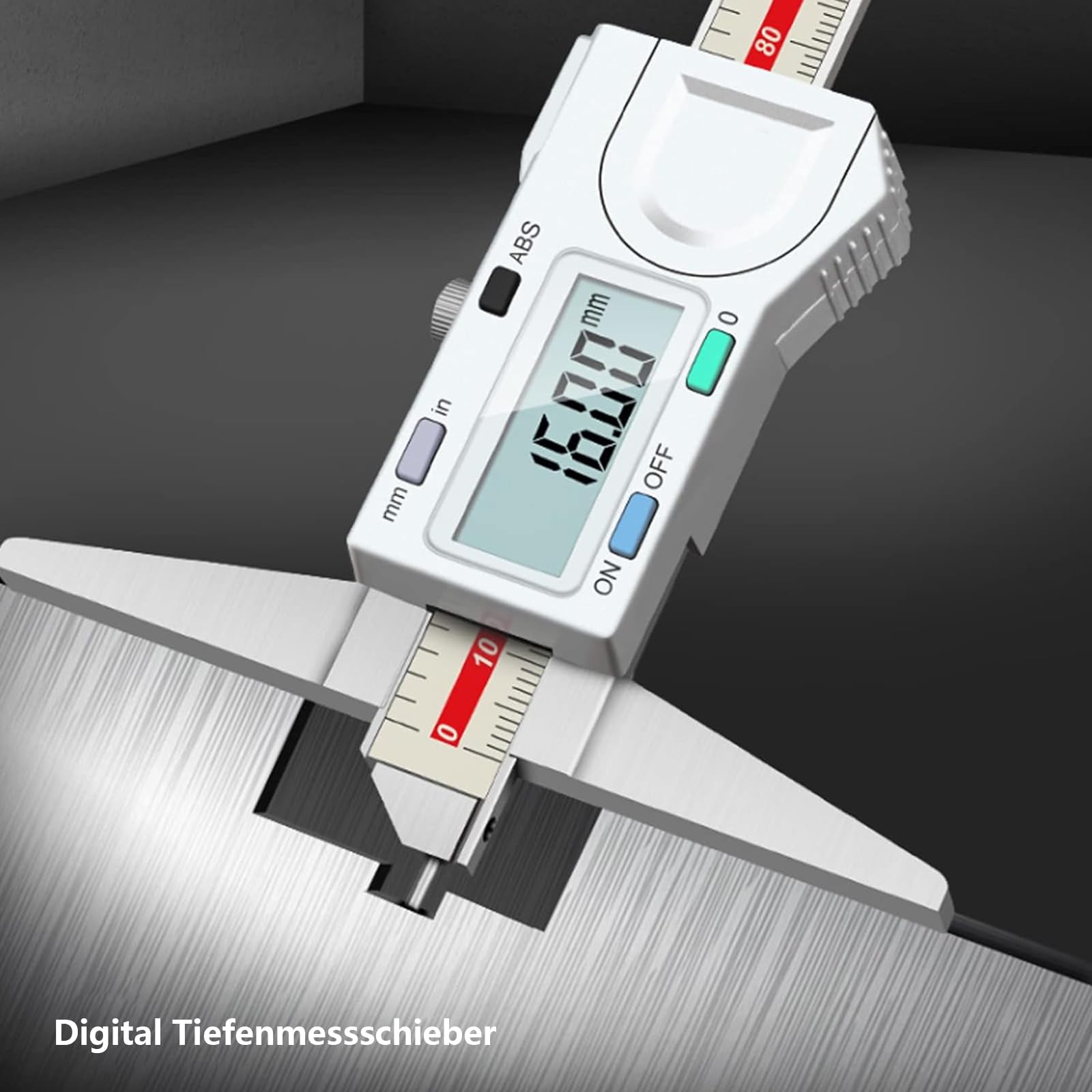 0-300mm Digital Tiefenmessschieber mit Messstift, 0,01 mm hochgenauer Edelstahl digitaler Tiefenmessschieber mit mm/Zoll-Messsystem, Tiefenmess-Messschieber Messwerkzeug (0-300mm)