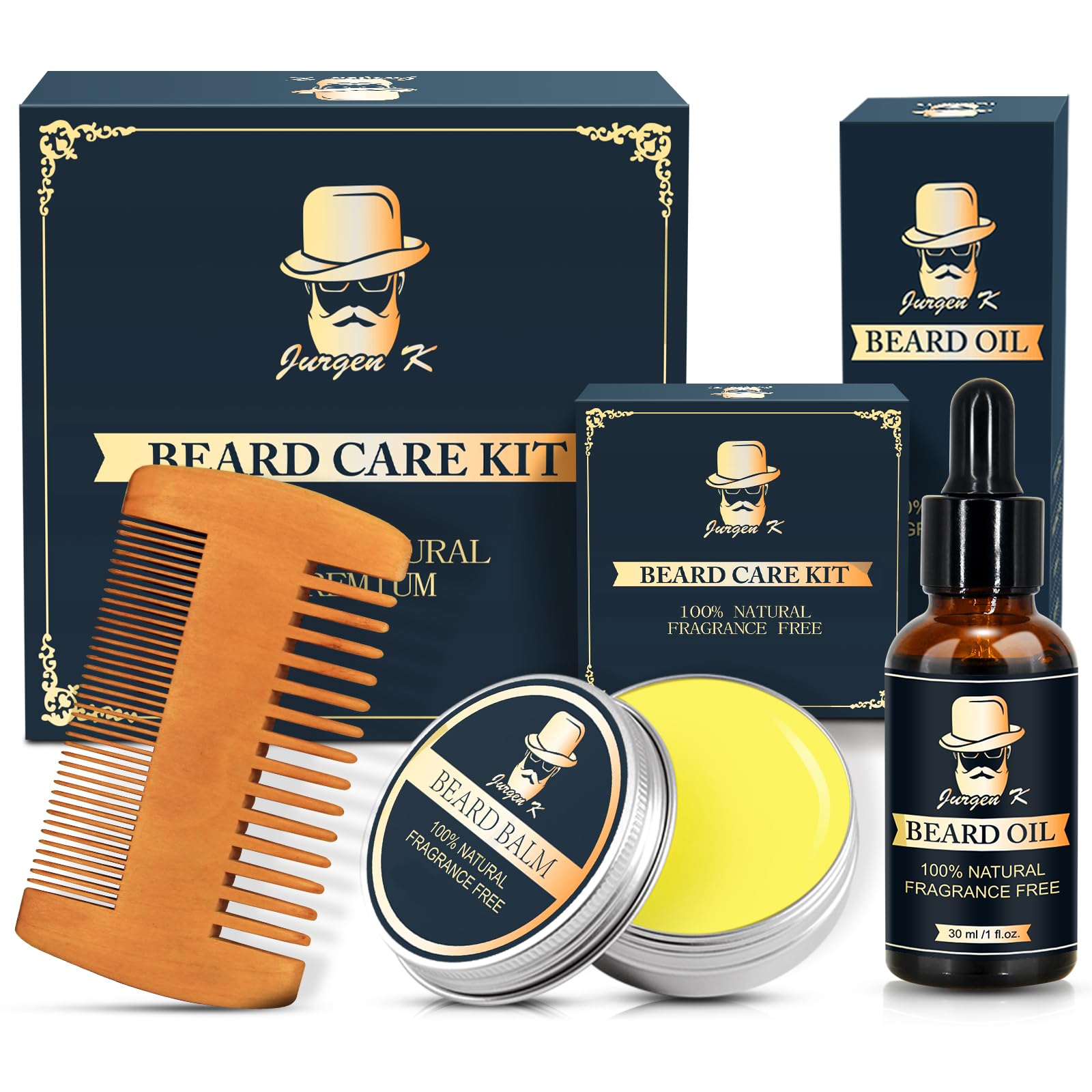 Dad Gifts Fathers Day, Beard Kit w/Beard Oil, Balm, Comb, Men's Daily Grooming & Care, Moisturize & Soften Facial Hair, Dad Day Gifts from Daughter Wife Son, Birthday Gifts for Husband Boyfriend Son