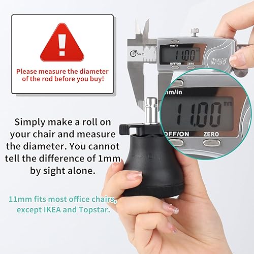 Miniatura 5 de Bell Glides - Ruedas giratorias de repuesto para silla de oficina para ruedas fijas estacionarias, almohadillas de fieltro con goma antideslizante