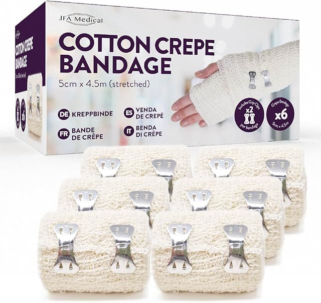 Cotton Crepe Bandages 5cm x 4.5m - Box of 6