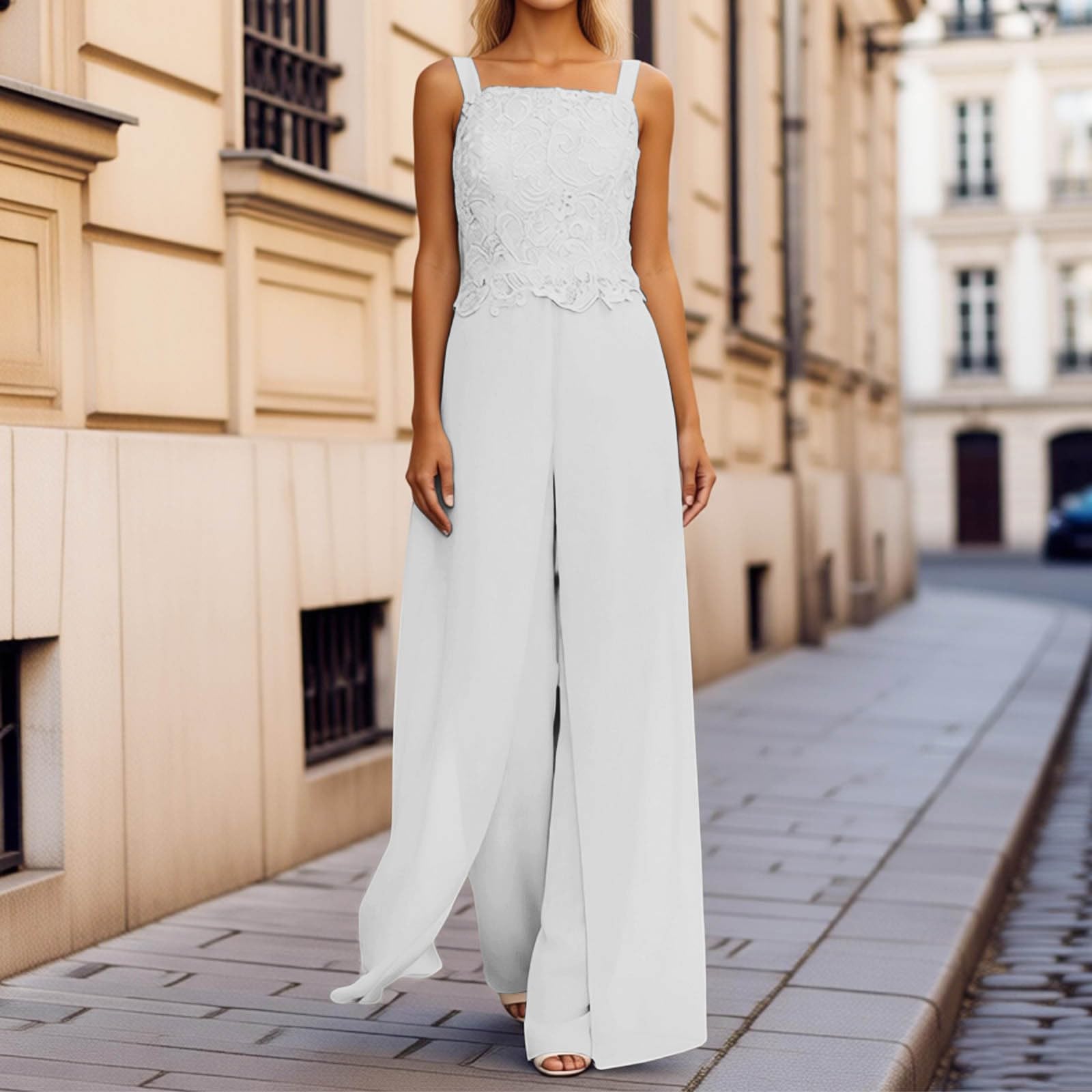 Elegante cardigan in pizzo Abito da sera a tre pezzi per elegante chiffon trasparente della sposa con design a strati e sofisticato