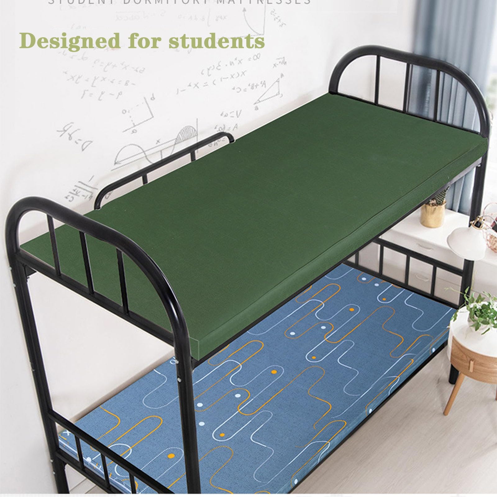 Colchones, Colchón De Espuma Viscoelástica De 10 Piezas, Colchón Plegable For Dormitorio De Estudiantes, Diseñado For Camas De Dormitorio De Estudiantes, Con Funda De Colchón Extraíble Y Lavable(Blue,
