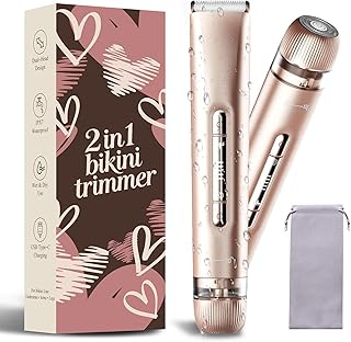 Bikini Trimmer for Women 2-in-1 Waterproof Electric Shaver,Rose Gold