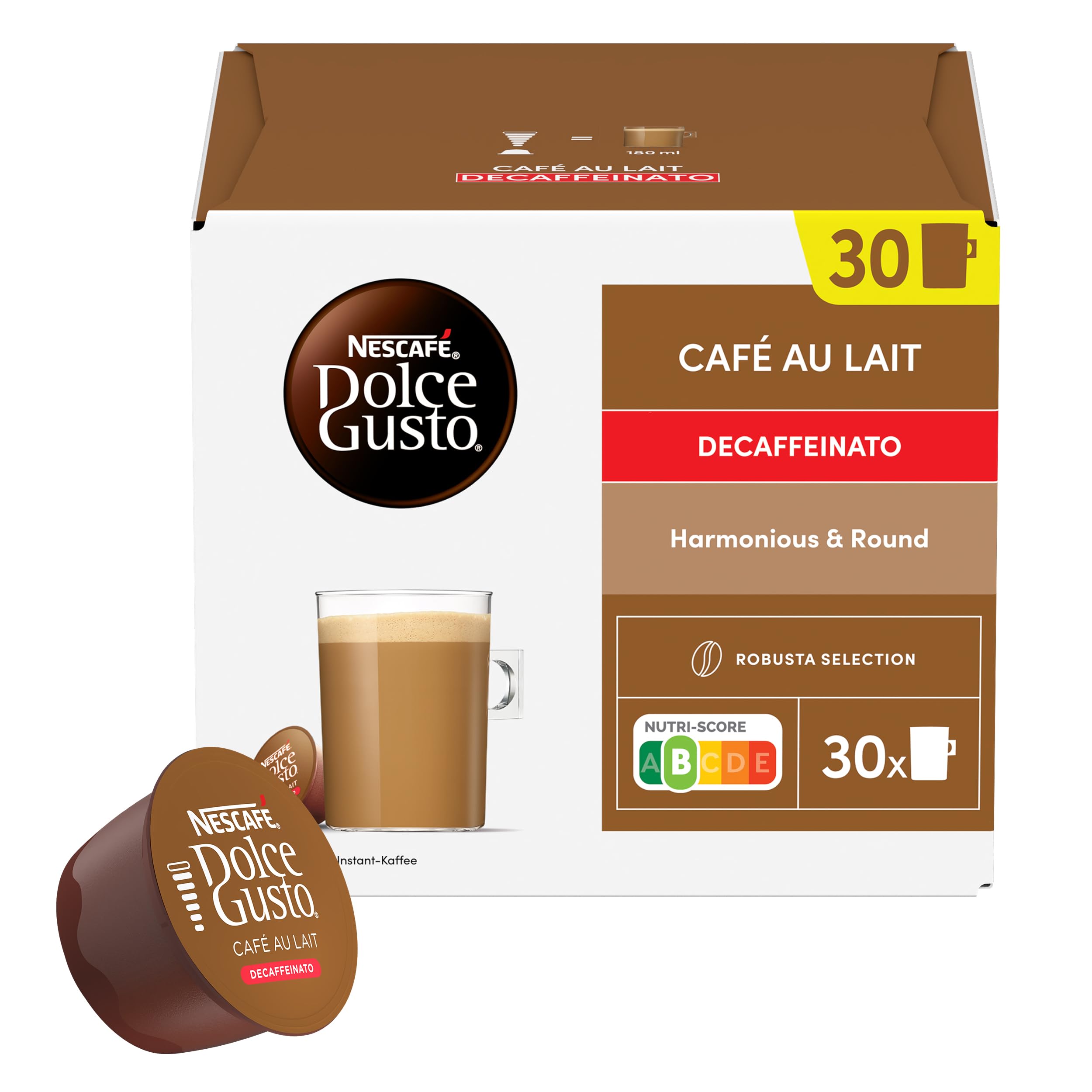 NESCAFÉ Dolce Gusto Café con Leche descafeinado - Cápsulas de Café, 90 Cápsulas (3 x 30)
