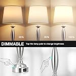 Touch Lamps for Bedrooms Set of 2 - Beside Lamps with USB C+A Charging Ports, 3 Way Dimmable Table Lamps for Living Room, Lampe de Chevet with LED Bulbs