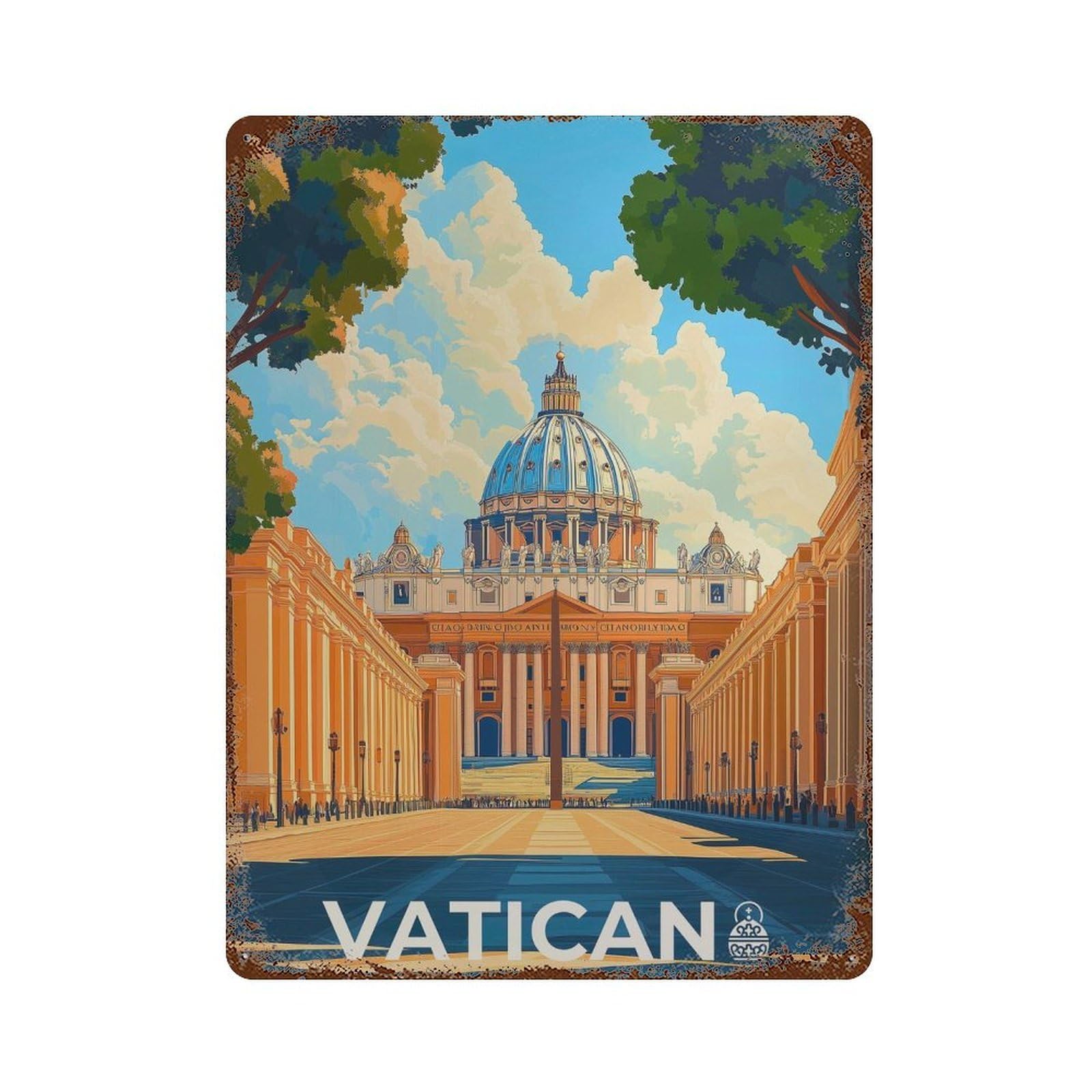 xiaoxiaoshen Vatican Travel Italy Cityscape Wall Decor Art Metal Tin Poster Modern Home Decor Art Home Bar Shop Decorations Vintage Sign 40x30cm