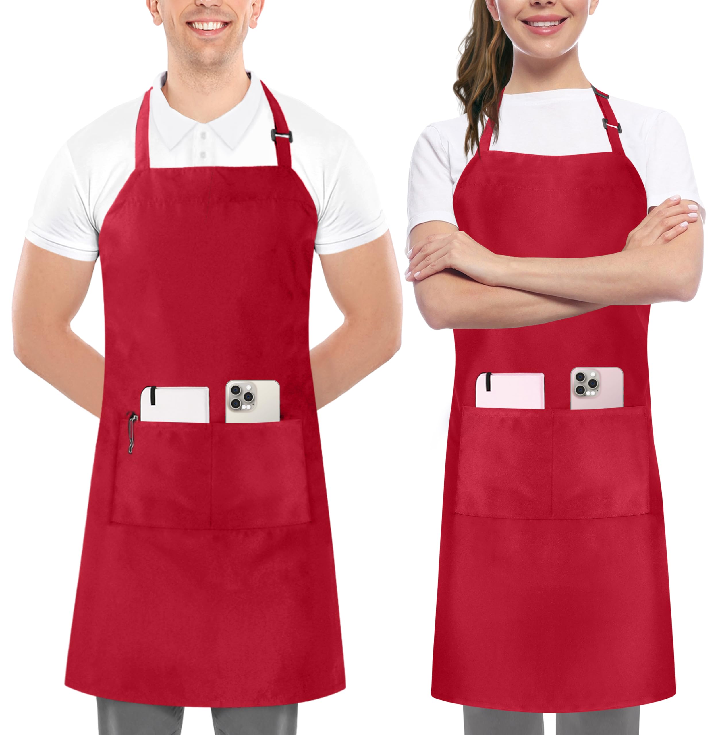 Utopia Kitchen Bib Aprons 2 Pack Adjustable With 2 Pockets OEKO-TEX STANDARD 100