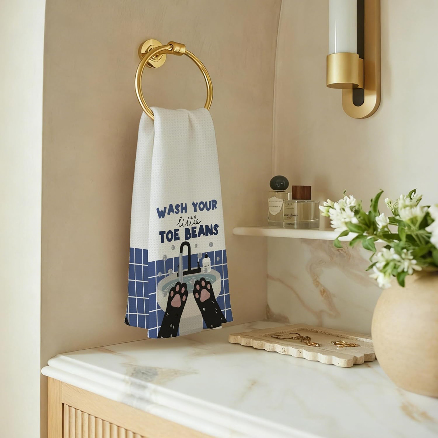 Funny Cat Hand Towels Decorative, Cat Lovers Gifts, Kids Bathroom Decor, Gifts for Pet Lovers, Cute Kitty Kitten Hand Towels for Bathroom Washroom Restroom Toilet, 16x24 Inch - Image 5