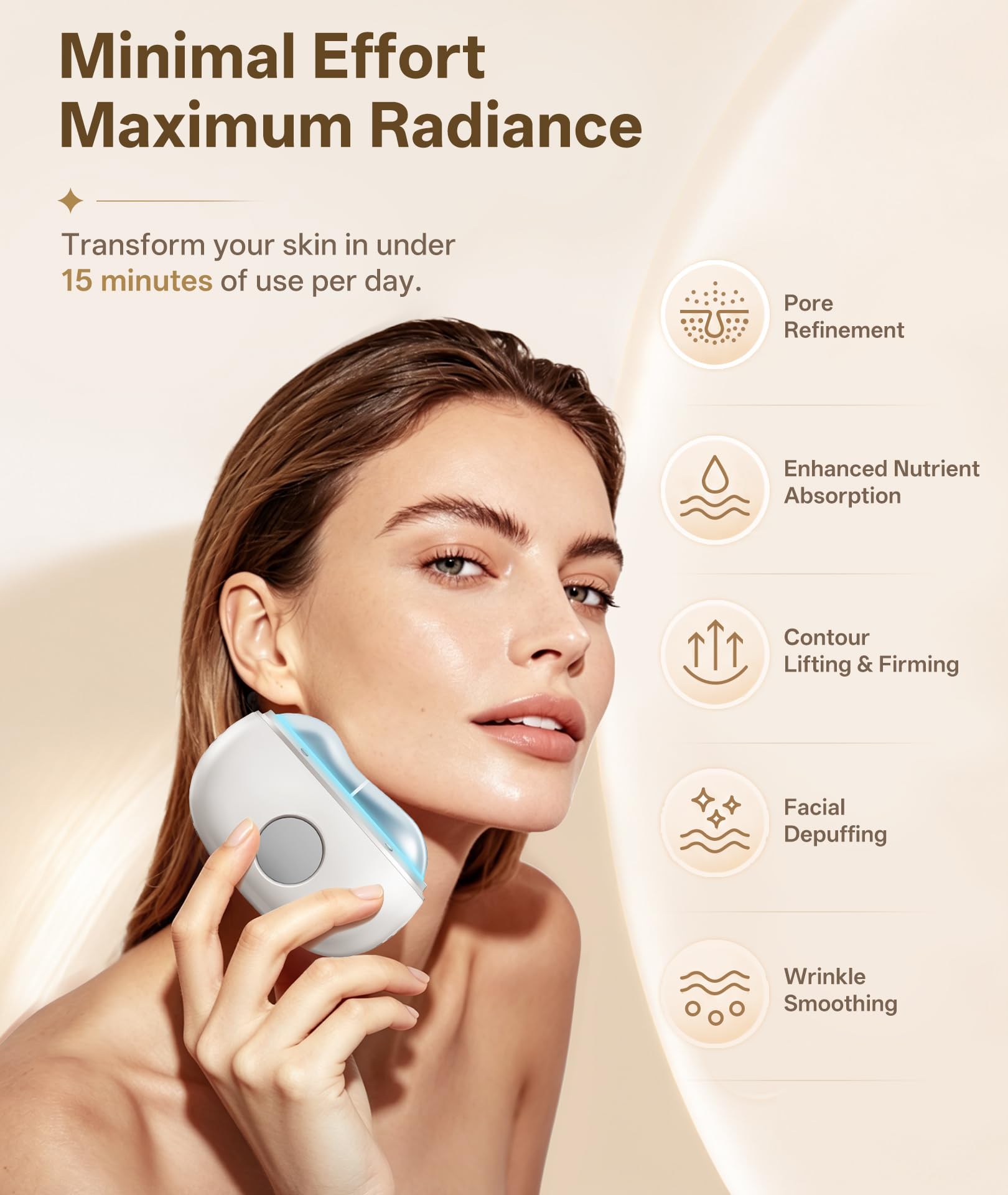 Dopsikn Red Light Therapy for Face and Neck, 7 Color Gua Sha Facial Massager with Hot & Cold Modes, Vibration Face Depuffer Tool for Contouring, Lifting, Gifts for Women & Men (White)