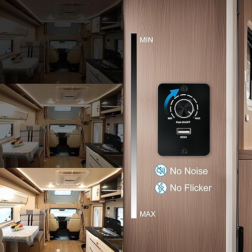 Miniatura 10 de RGBZONE DC12V-24V Interruptor de atenuación LED 2 Gang 120W PWM regulador de brillo giratorio para luces de un solo color regulables en cámper,