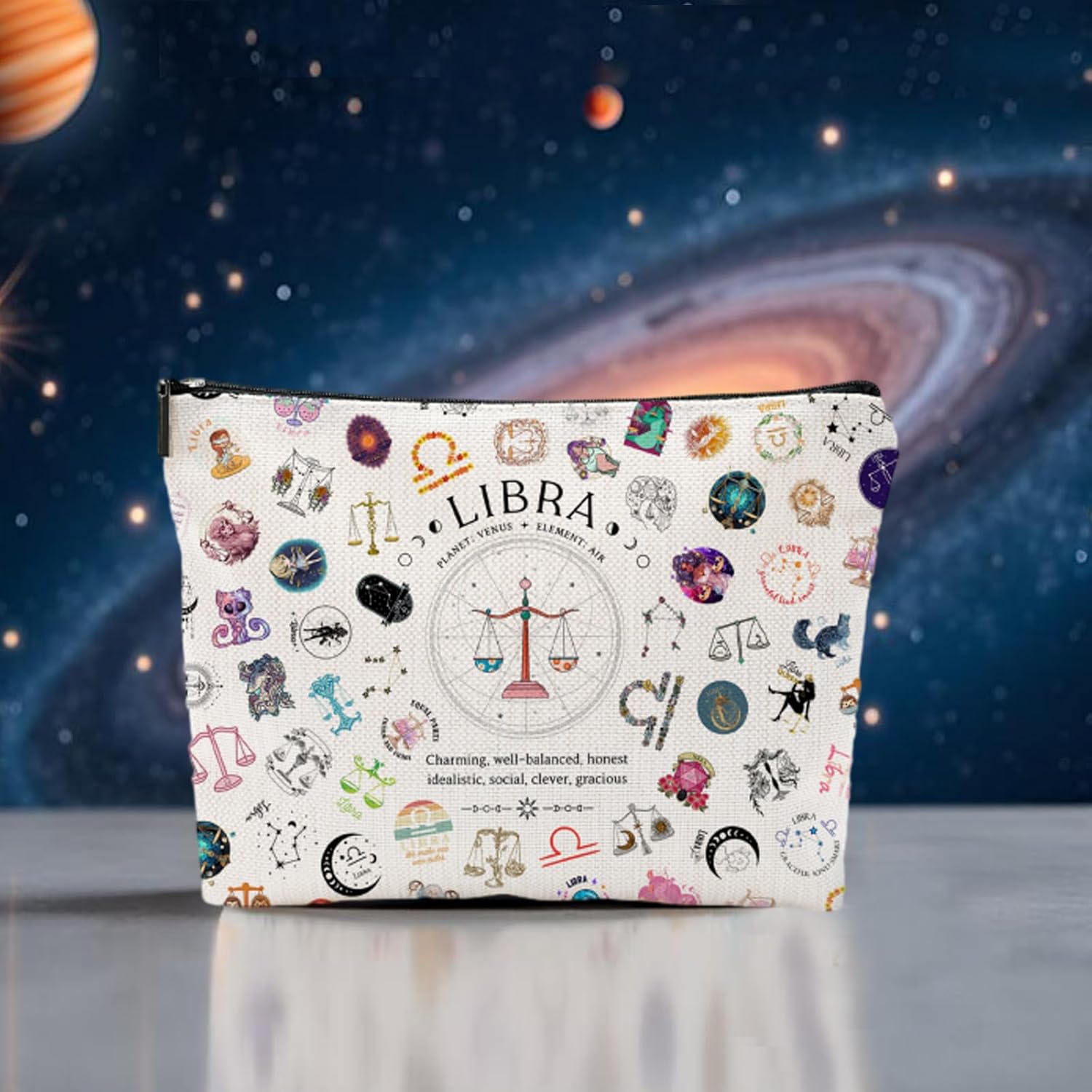 Libra Gifts for Women, Libra Zodiac Cosmetics Bag, Travel Makeup Bags, Libra Birthday Gifts for Women & Astrology Lovers - Image 4
