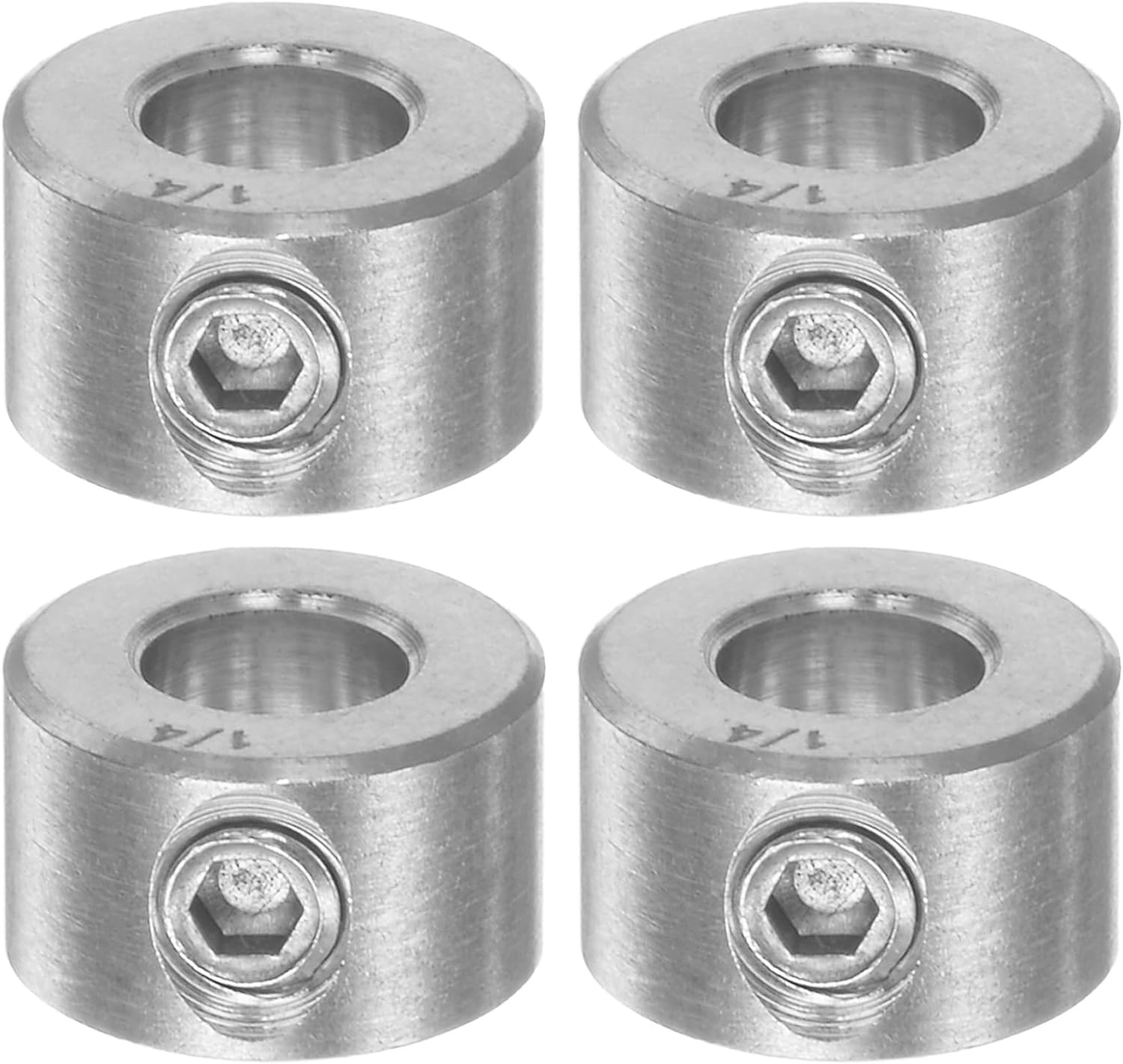 HARFINGTON 4pcs Shaft Collar 1/4" Bore 304 Stainless Steel