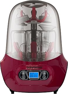 Baby Brezza One Step Sterilizer Dryer - Electric Steam Bottle Sterilizer for 6 Bottles, Pacifiers & Pump Parts, Universal Fit, Red