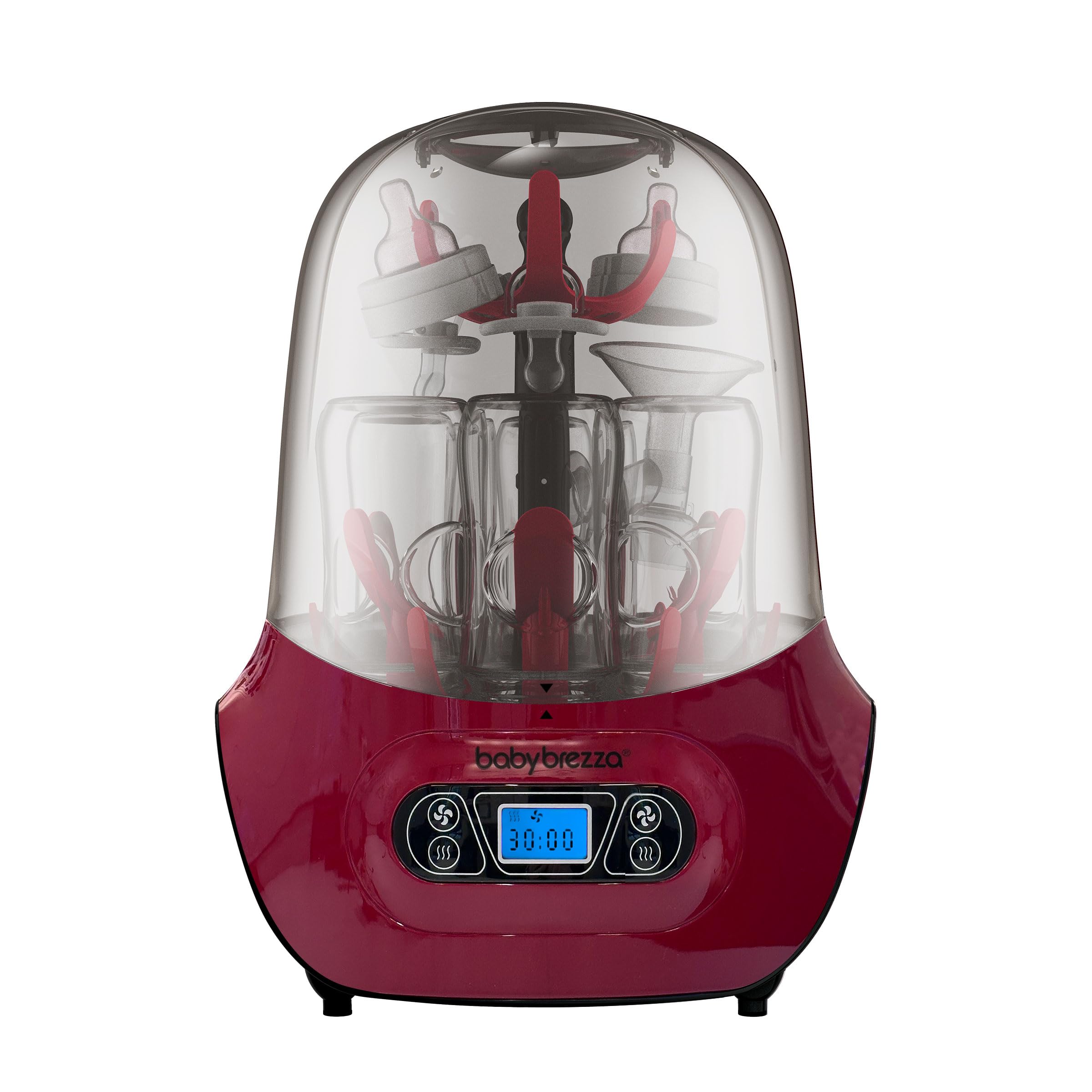 Baby Bottle Sterilizer and Dryer Machine – Electric Steam Sterilization - Universal Fit - Pacifiers, Glass, Plastic, and Newborn Feeding Bottles, Red