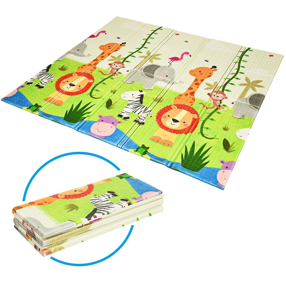COSTWAY Alfombra de Juegos para Niños Tapete de Doble Cara para Bebé Gatear Jugar 200x180 centímetros para Dormitorio Salón (Verde)