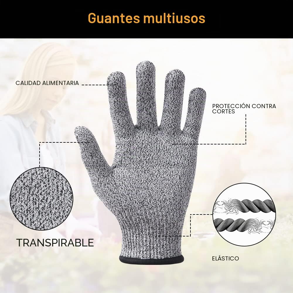 flintronic Guantes Anticortes Nivel 5 (1 par), Guantes Resistentes al Corte, EN 388 Calidad Alimentaria Guantes de Trabajo, Guantes de Protección y Anticorte para Cuchillos, Tallar Madera (M-Adult)