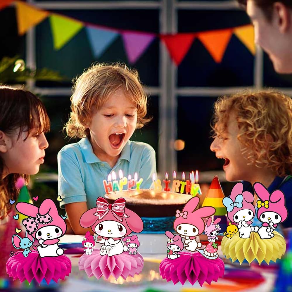 8Pcs Melody Honeycomb Table Centerpiece, Melody Birthday Party Supplies Table Decorations for Kids Party Decorations - Image 3