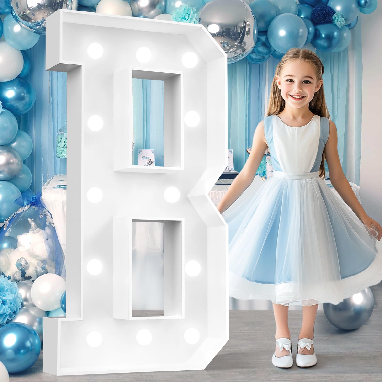 Ledido 4FT Marquee Light Up Letters, Cool White Light Up Letters Large Marquee Letter for Party Decorations, Mosaic Letter B for Balloons, Wedding Birthday Graduation Decor