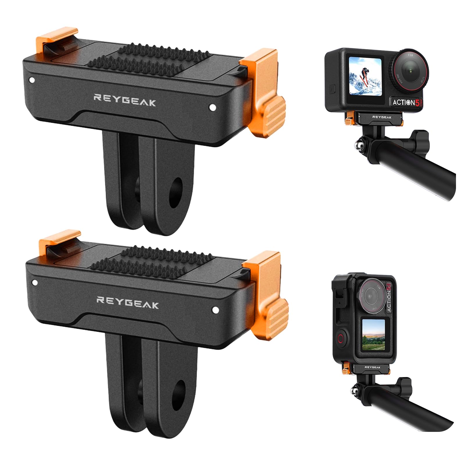 REYGEAK Quick Release Adapter Mount for DJI OSMO 360/Action 5 Pro/4/3,Magnetic Adapter Base Mount with Dual-Claws for DJI OSMO Action Accessories(Two