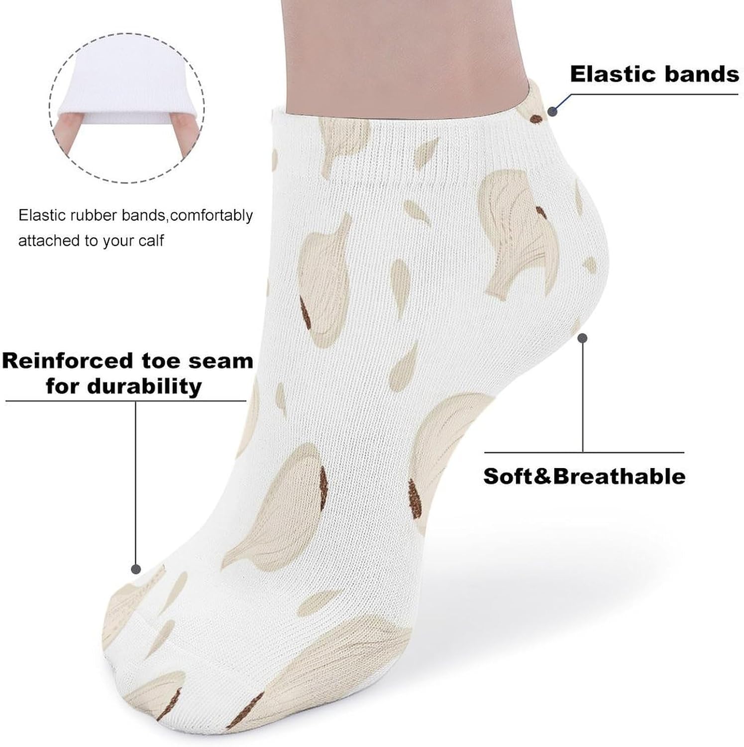 Garlic Pattern 5 Pairs Low Cut Ankle Socks Casual Liner Sock No Show Invisible Socks for Men Women