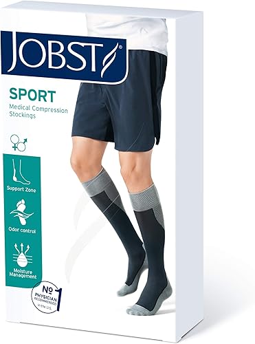 Miniatura 5 de JOBST - 7528901 Calcetines deportivos de compresión hasta la rodilla, 15-20 mmHg, blancogris, talla M