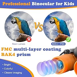 OBUBY Real Binoculars for Kids Gifts for 3-12 Years Boys Girls 8x21 High-Resolution Optics Mini Compact Binocular Toys Shockproof Folding Small Telescope for Bird Watching,Travel, Camping, Orange
