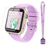 cjc Smart Watch for Kids Gift for Girls Ages 4-12 - Includes Screen Protector, 30+ Games, 140 Learning Cards, HD Touch Screen, Camera, Music, Pedometer - Fun & Educational Birthday Gift Idea (Purple)