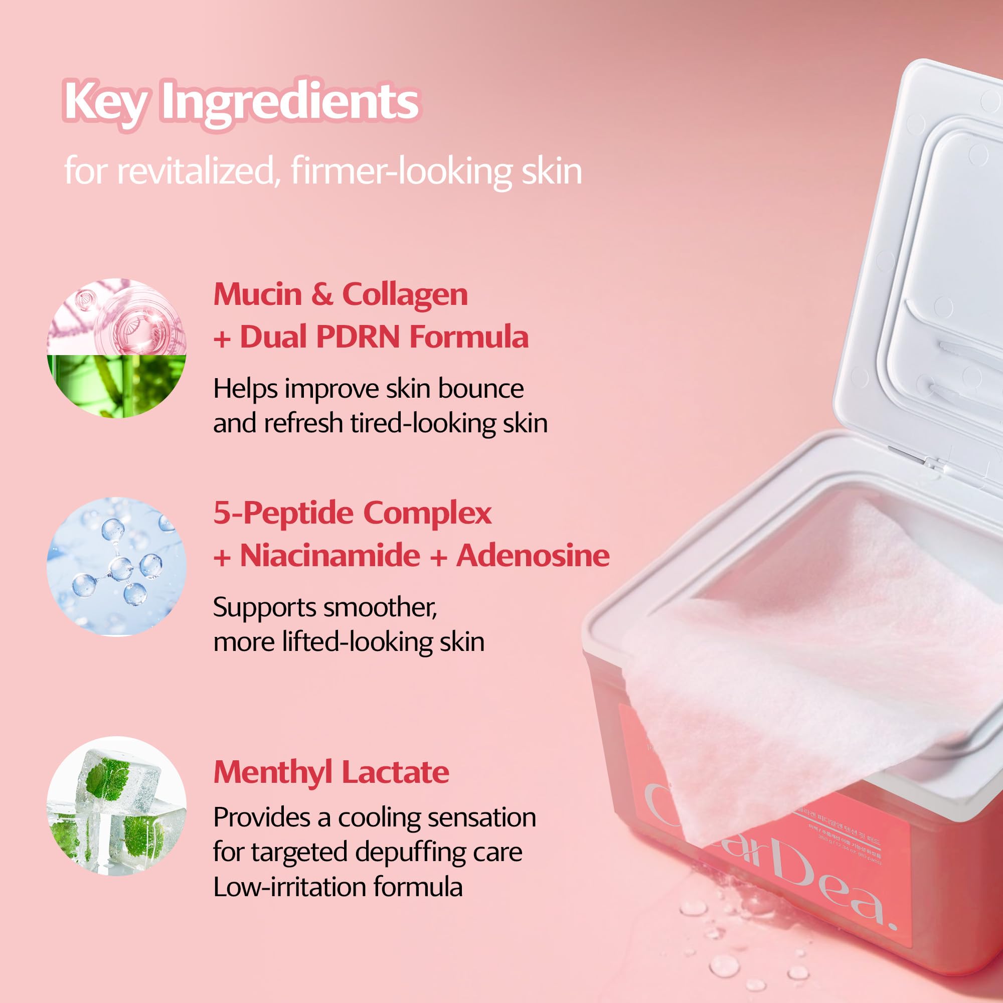 Mucin Collagen PDRN Tension Fit Pad, Cooling Face Toner Pad