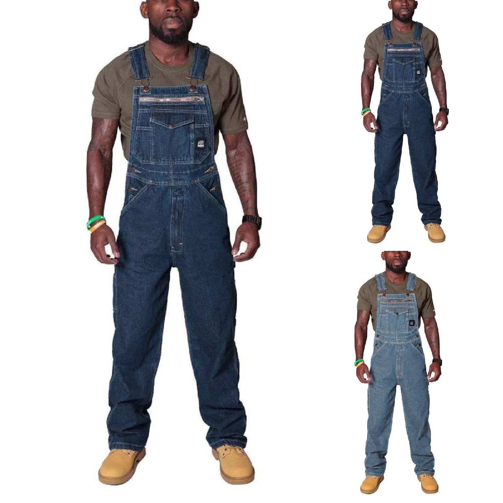 Peto vaquero para hombre, mono de trabajo con ajuste relajado, tirantes ajustables y varios bolsillos para herramientas, ropa de trabajo, mono con peto, corte holgado, monos