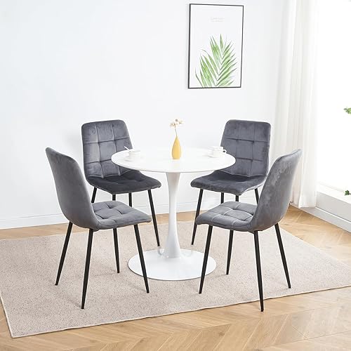 Miniatura 5 de Hison Mesa de comedor redonda moderna blanca con parte superior redonda y base de pedestal de 31.5 pulgadas, tulipán, mesa de cocina redonda para