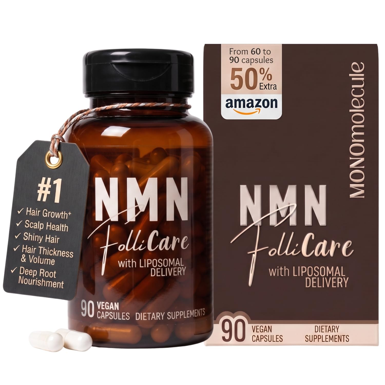 NMN FolliCare - Biotin-Free | Hair, Scalp & Nail Supplement Bottle