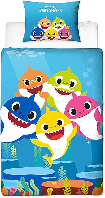 Baby Shark Single Duvet Cover With Matching Pillowcase, Polycotton