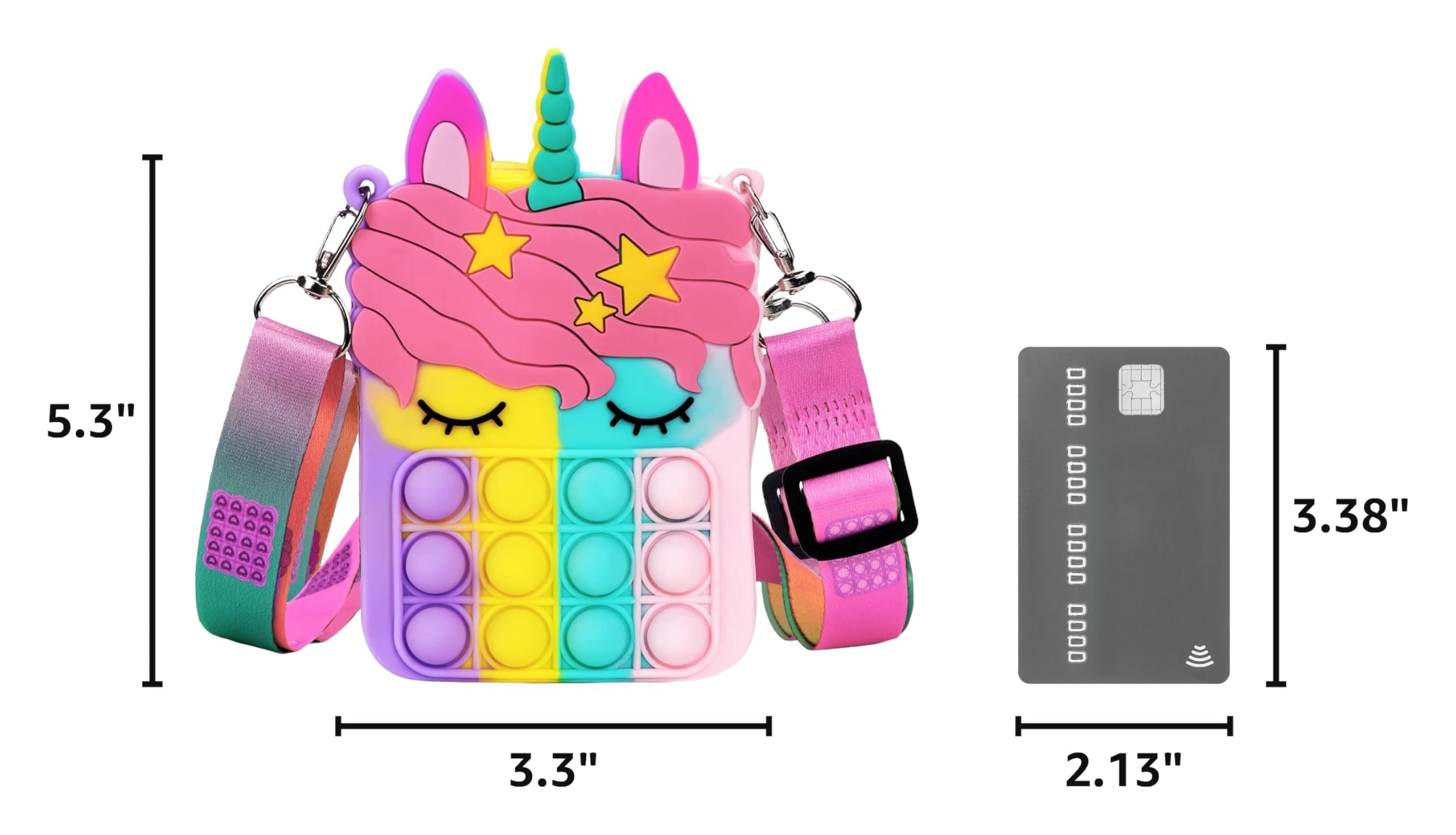Civan Small Pop Purse,Unicorn Pop Purse for Girl Boy and Women Pop Bag with Unicorn Pop Toy,Shoulder Bag Fidget Toys Pop Fidget Backpack Toy for ADHD Anxiety School Backpack Silicone Bag Pop for Girls — Amazon image 3
