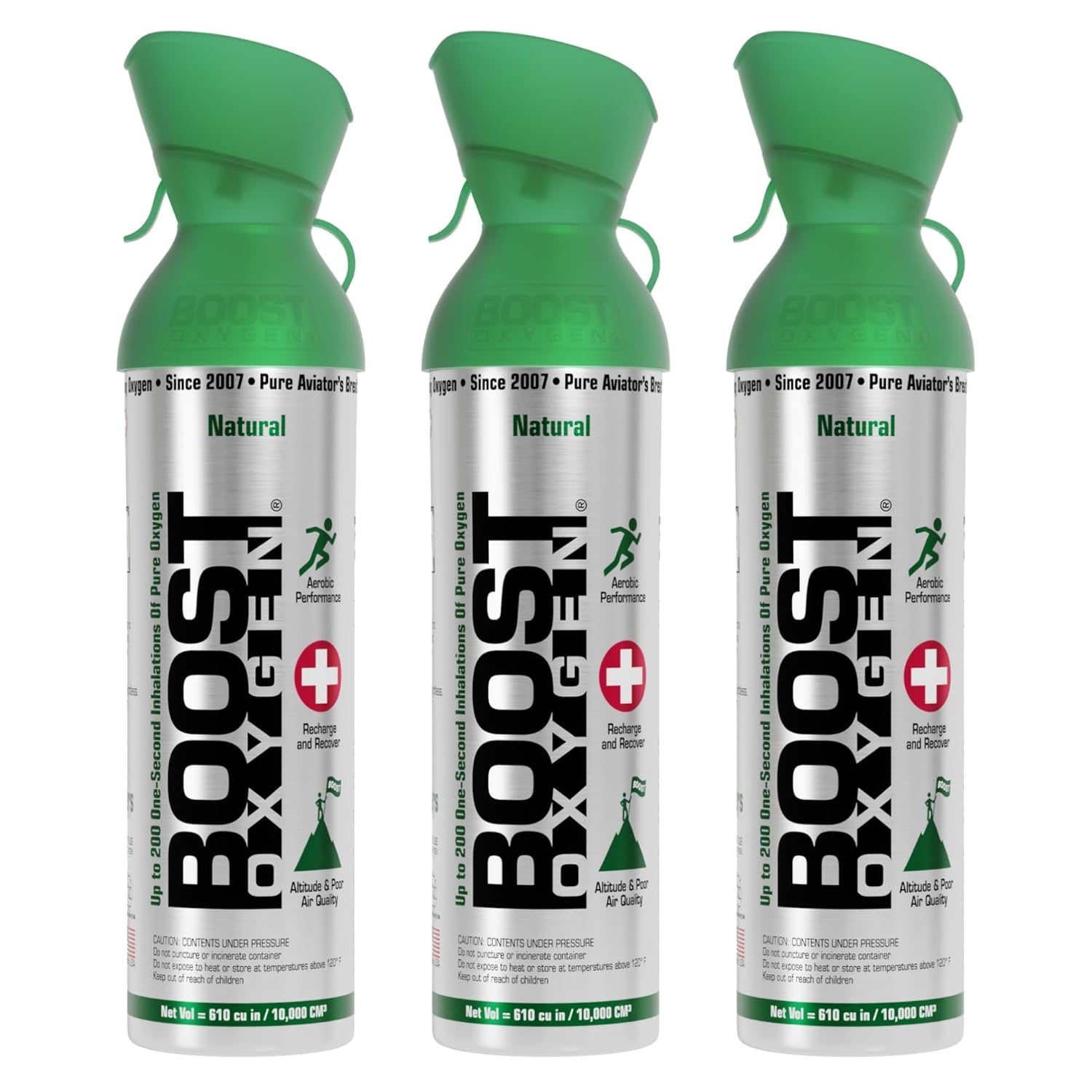 Boost Oxygen Large Natural 10 Liter Canister Respiratory Support for Aerobic Recovery Altitude Performance and Health 3 Pack